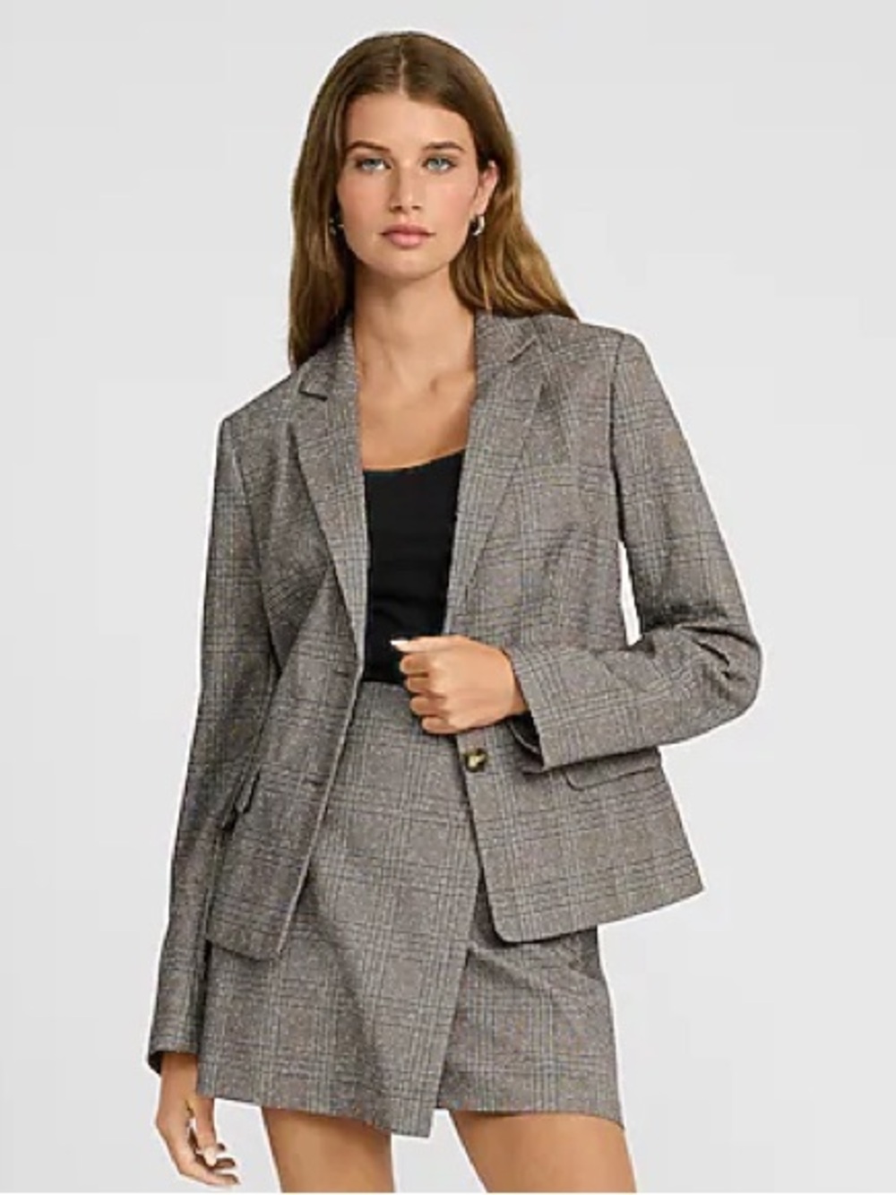 NWT Express editor plaid two button blazer